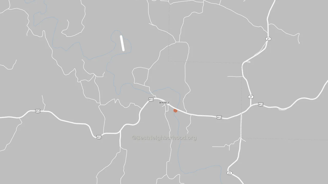 Bike Grade map of Marble, AR