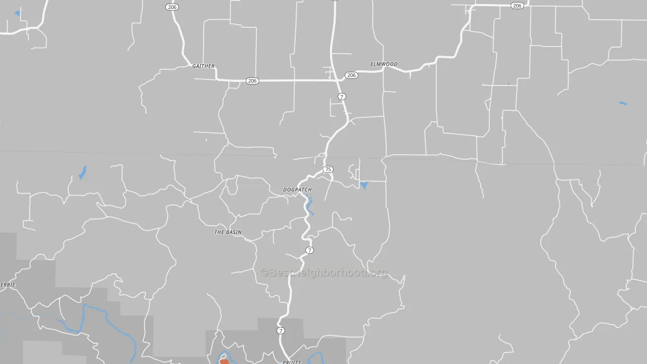 Bike Grade map of Marble Falls, AR