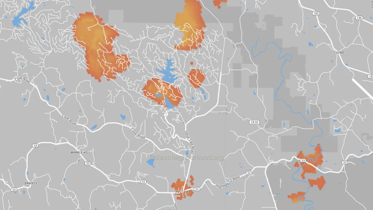 Bike Grade map of Marble Hill, GA