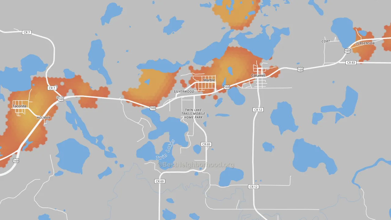 Bike Grade map of Marble, MN