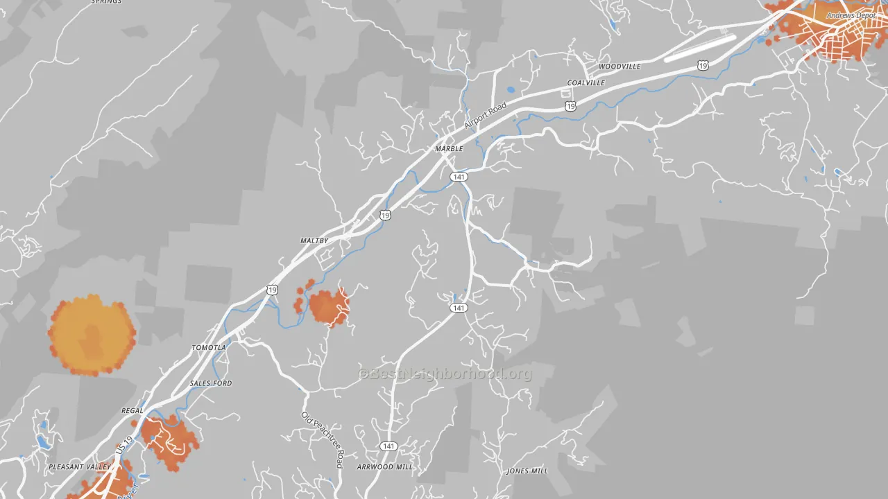 Bike Grade map of Marble, NC