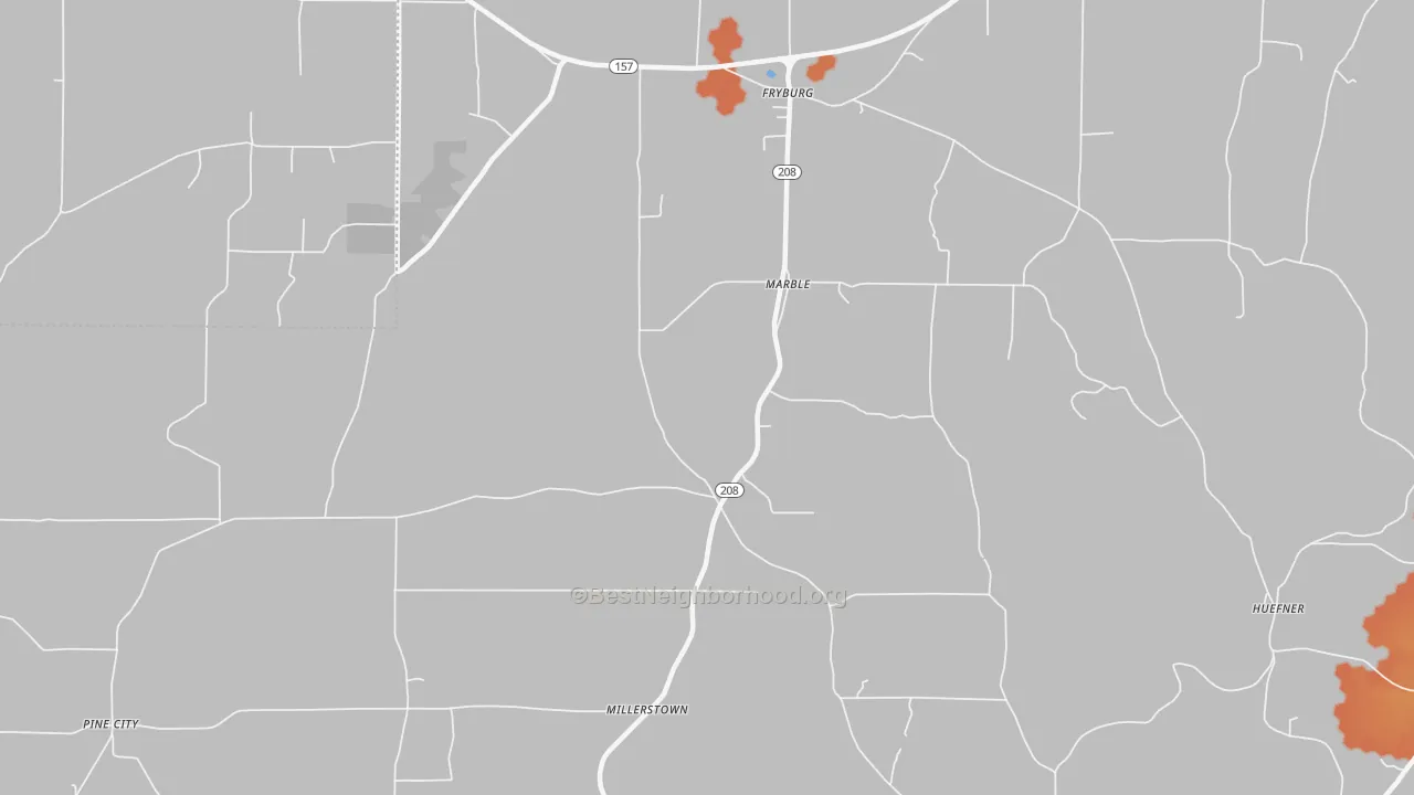 Bike Grade map of Marble, PA