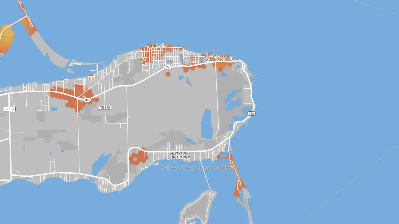 Bike Grade map of Marblehead, OH