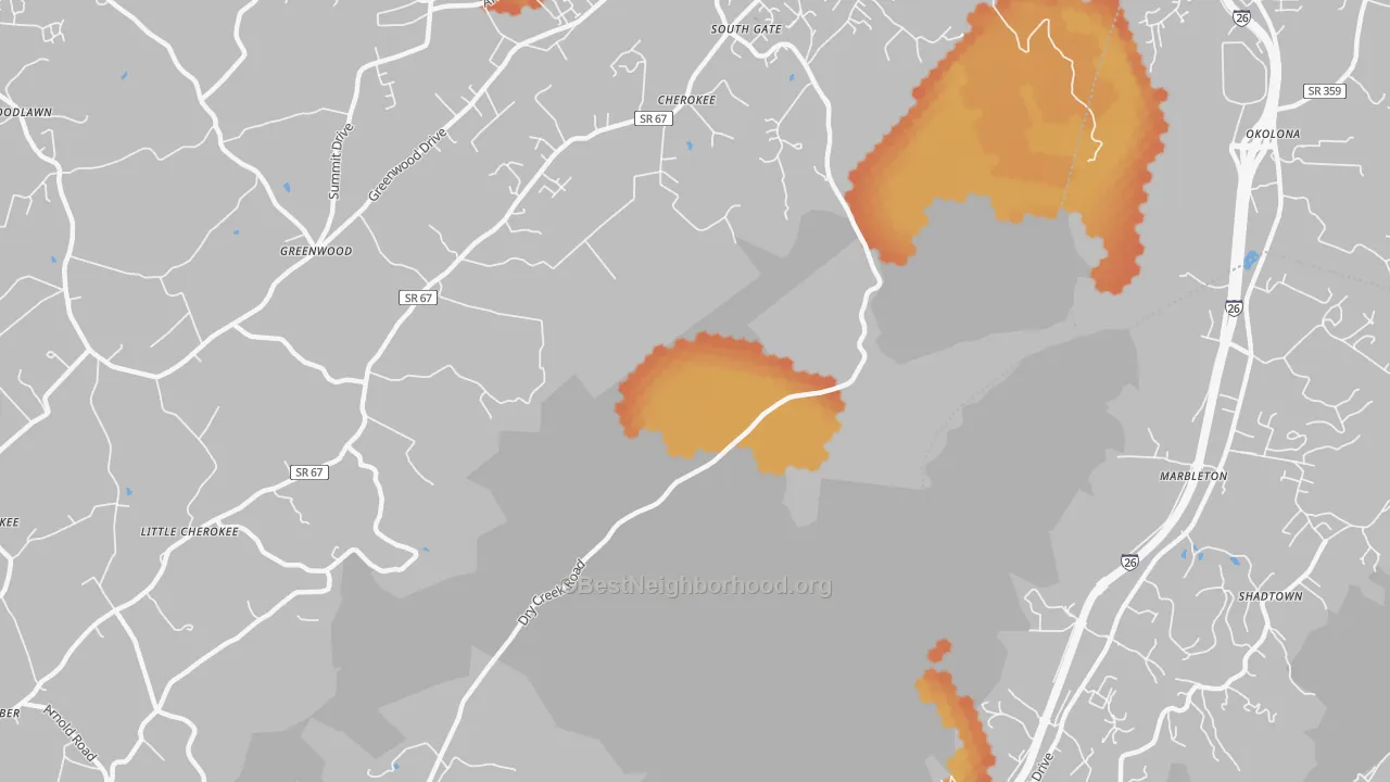 Bike Grade map of Marbleton, TN