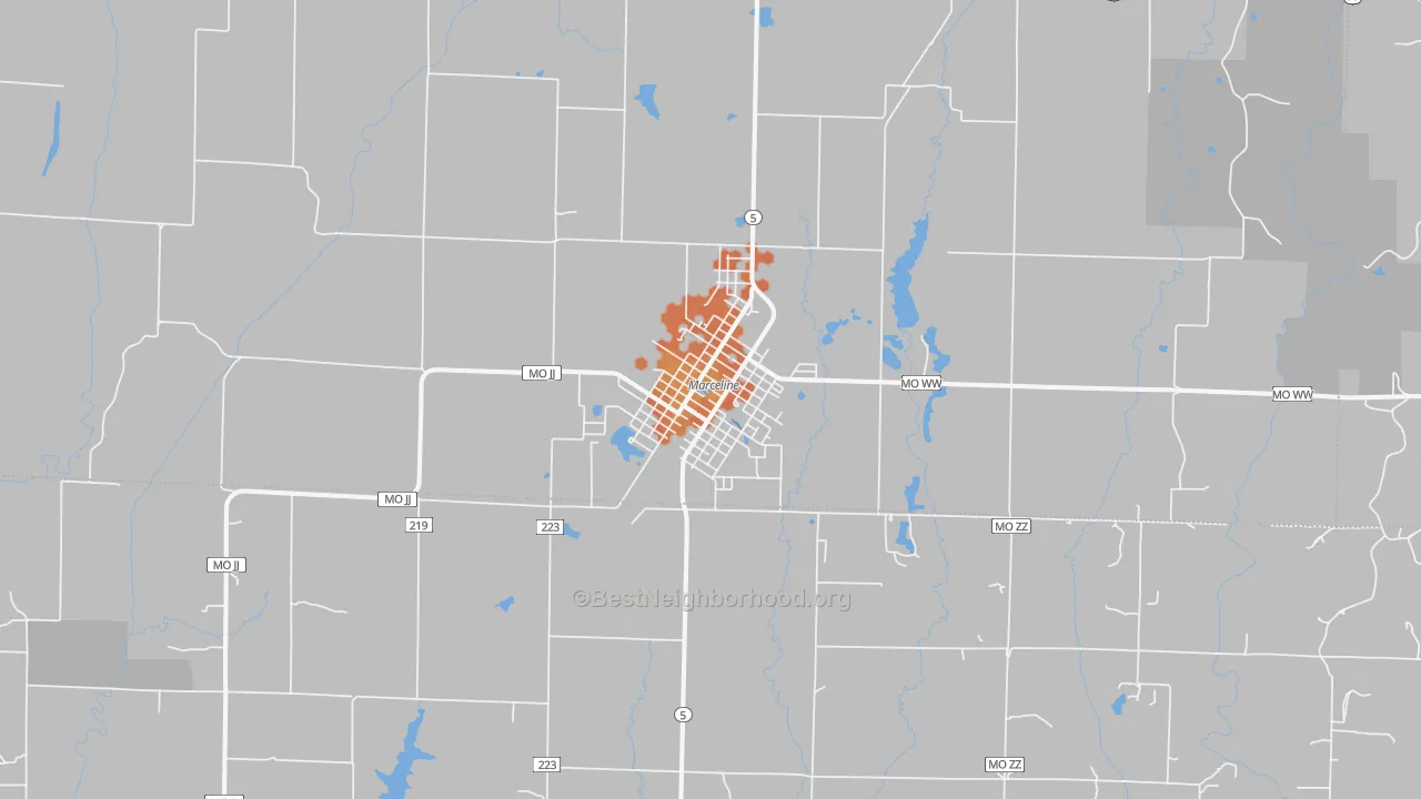 Bike Grade map of Marceline, MO