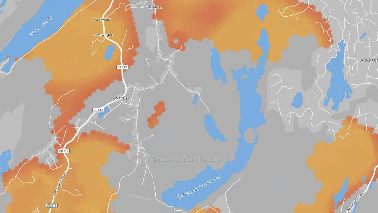 Bike Grade map of Marcella, NJ