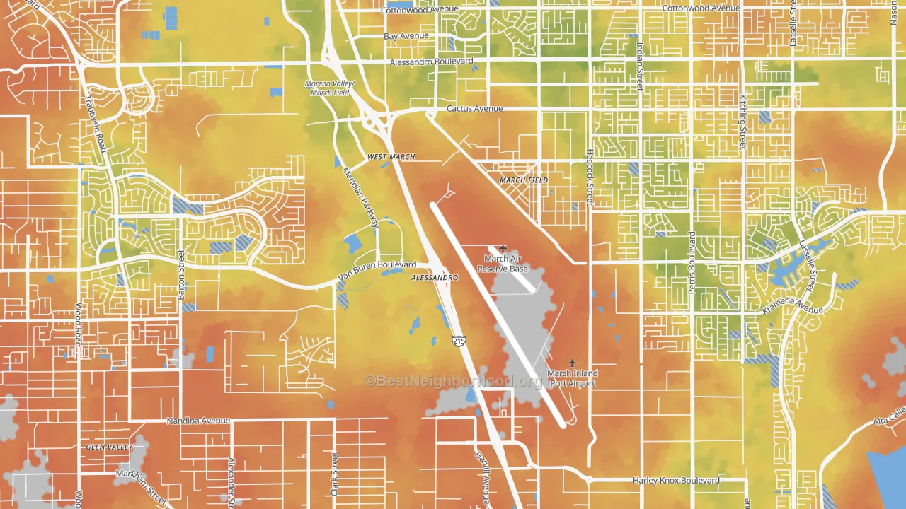 Bike Grade map of March ARB, CA