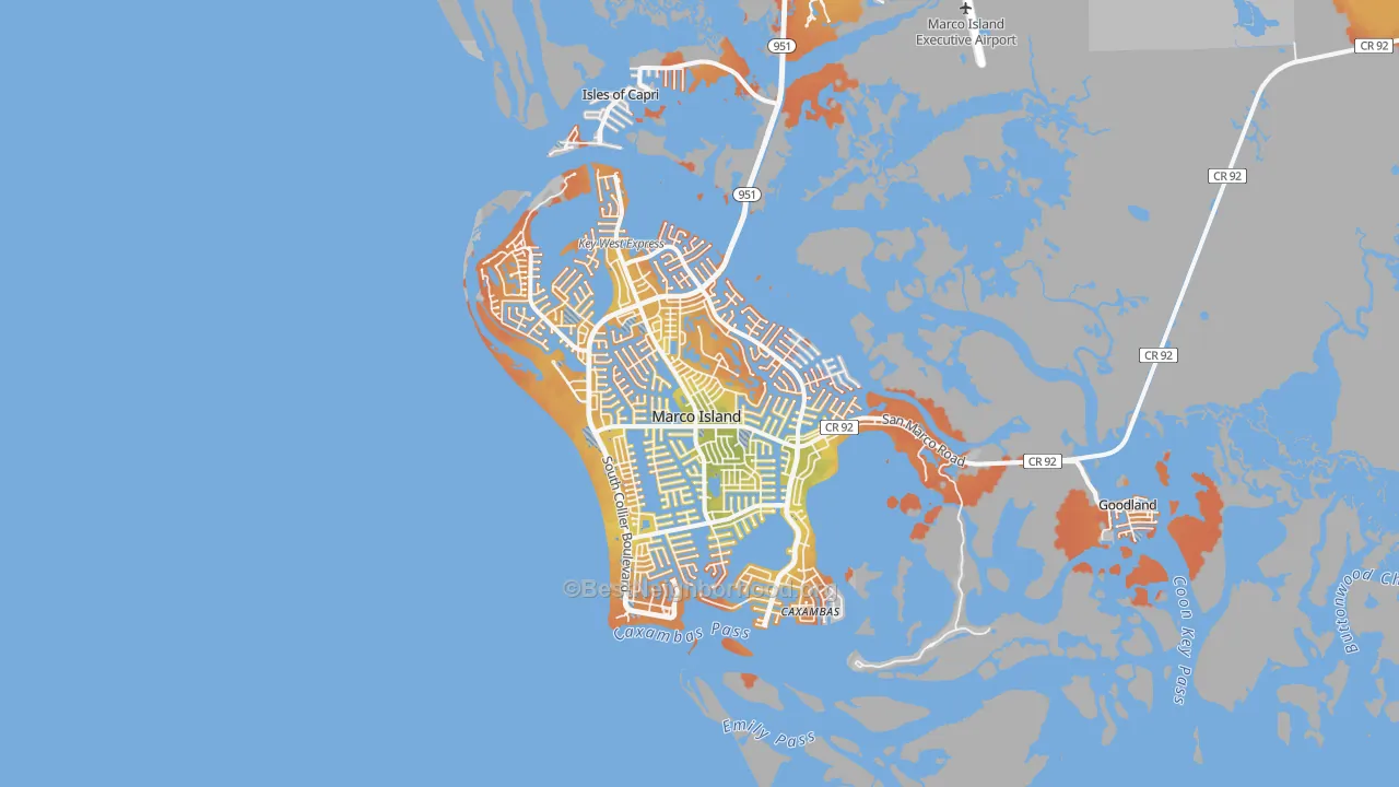 Bike Grade map of Marco Island, FL