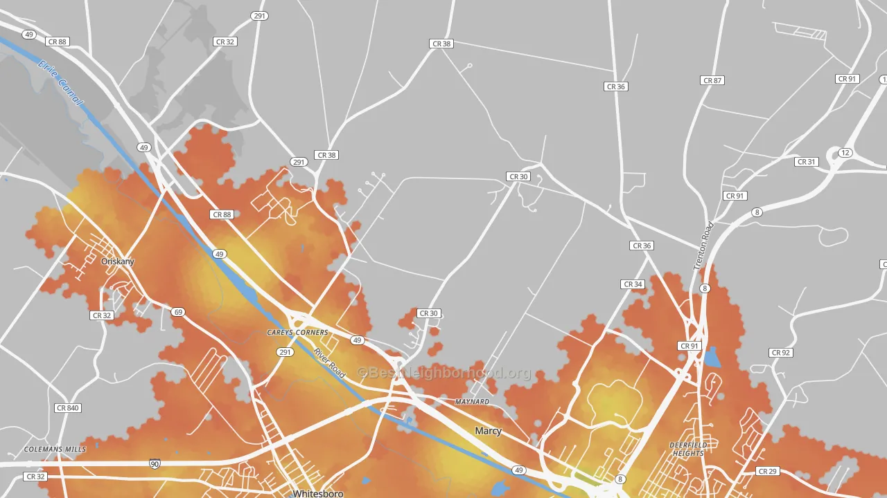 Bike Grade map of Marcy, NY