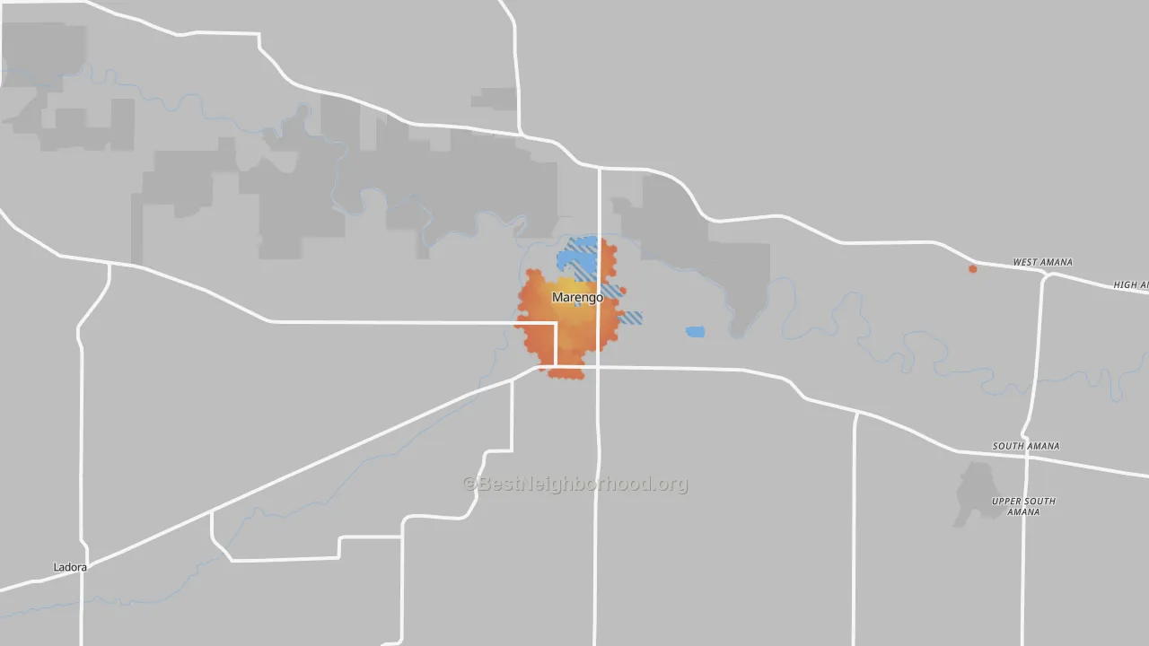 Bike Grade map of Marengo, IA