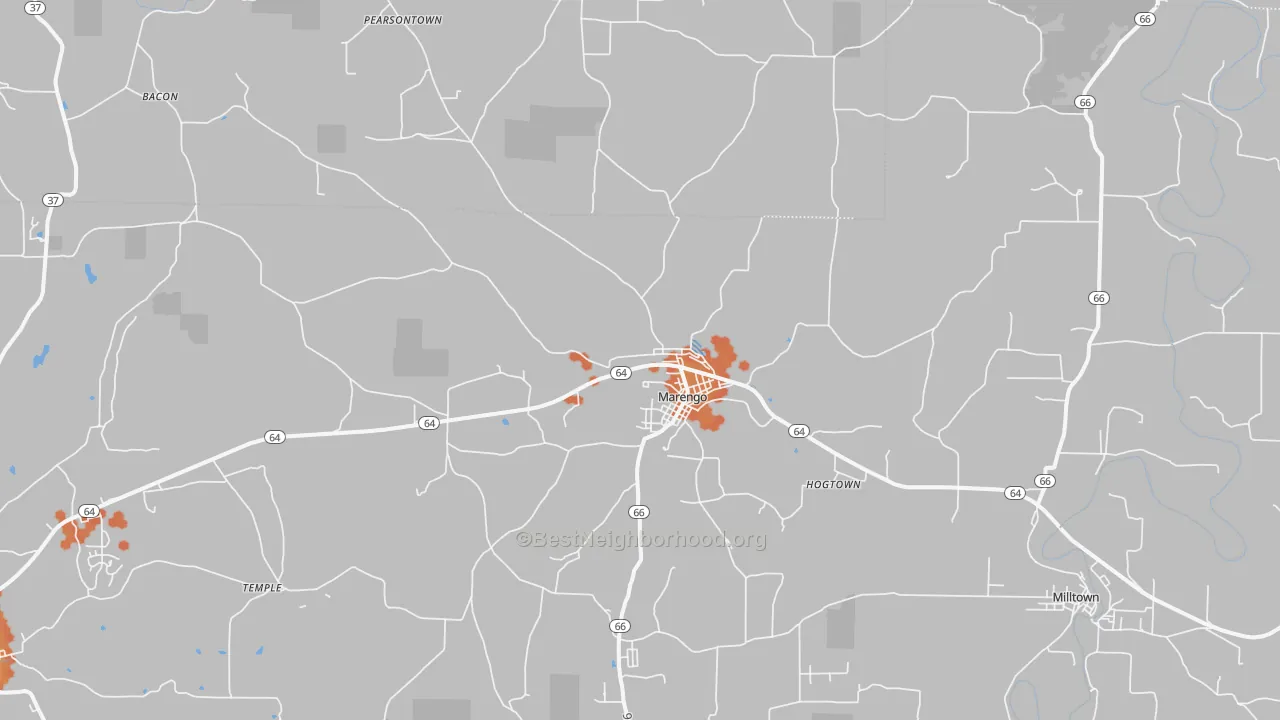 Bike Grade map of Marengo, IN