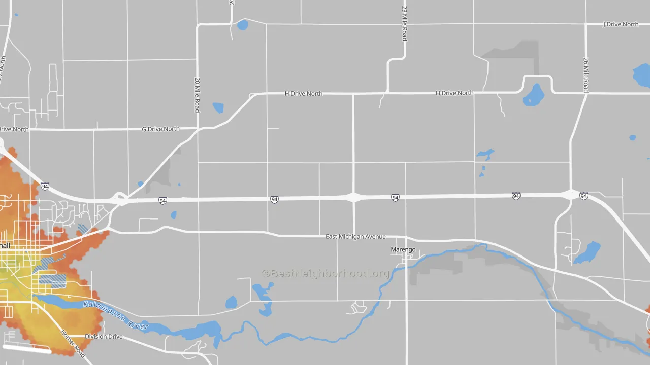 Bike Grade map of Marengo, MI