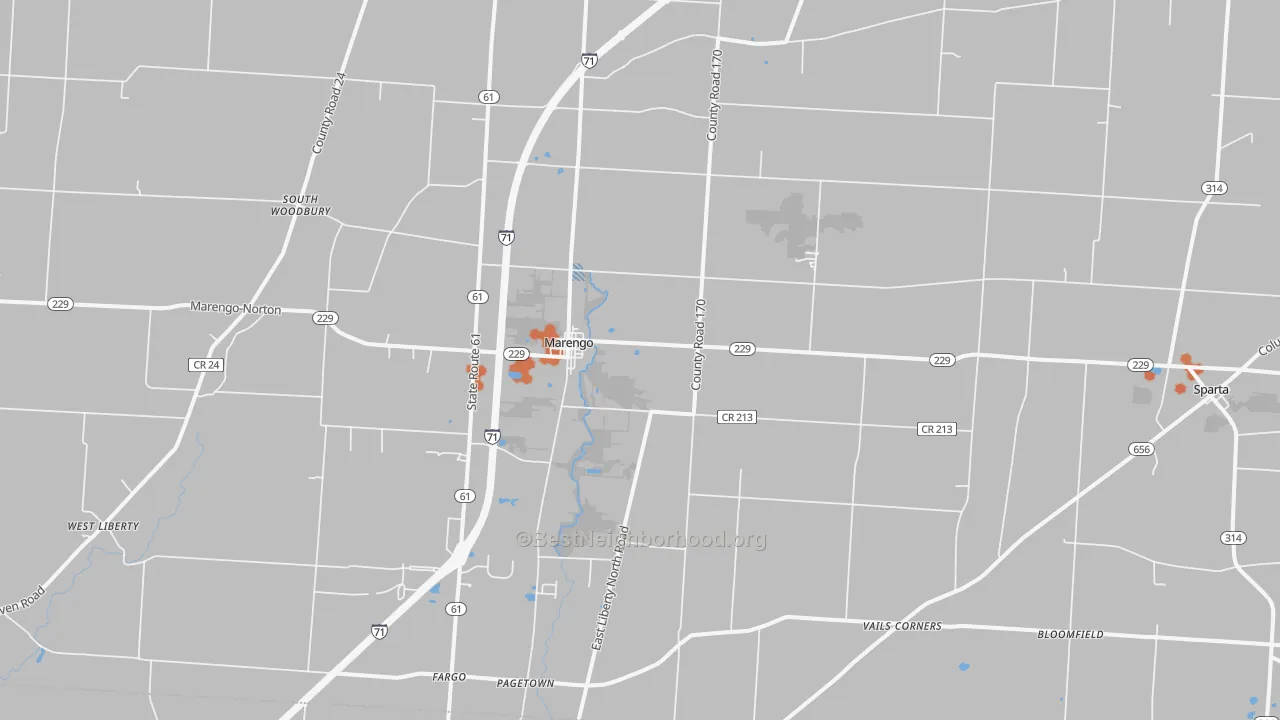 Bike Grade map of Marengo, OH