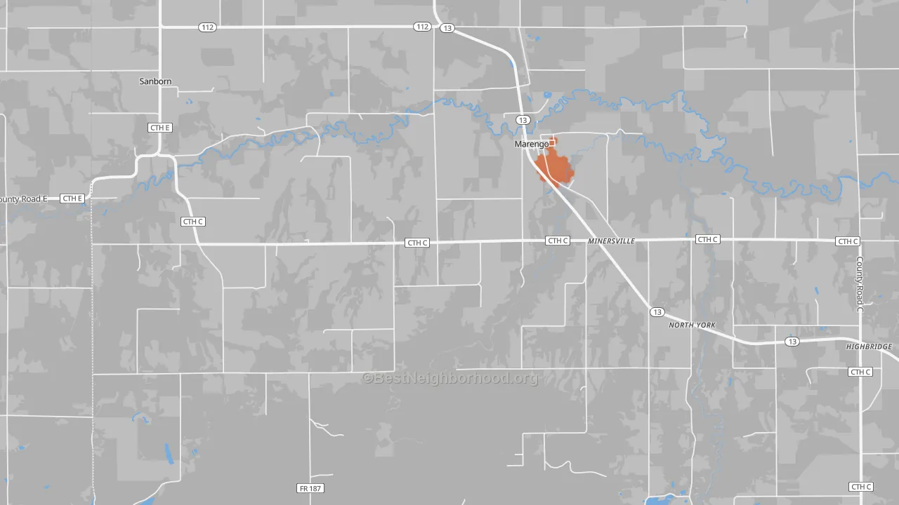 Bike Grade map of Marengo, WI