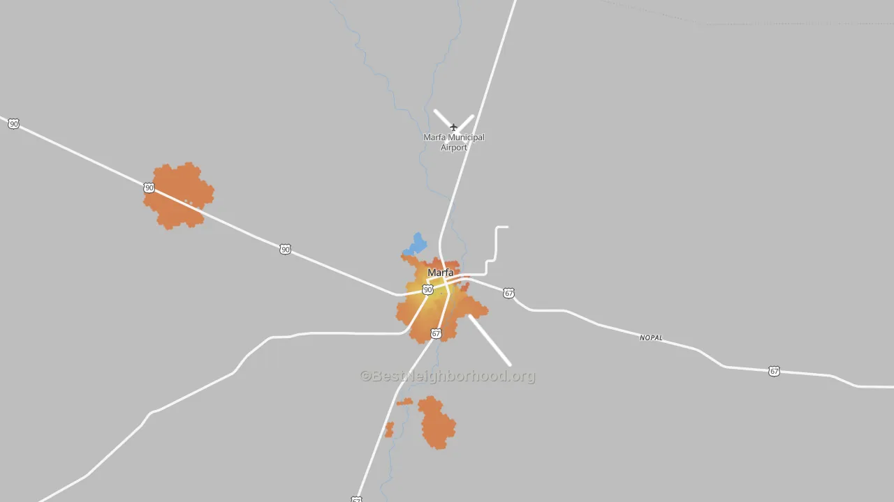 Bike Grade map of Marfa, TX