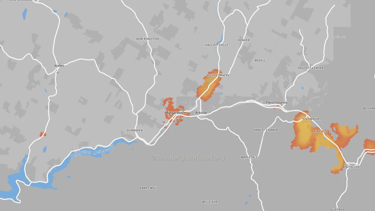 Bike Grade map of Margaretville, NY