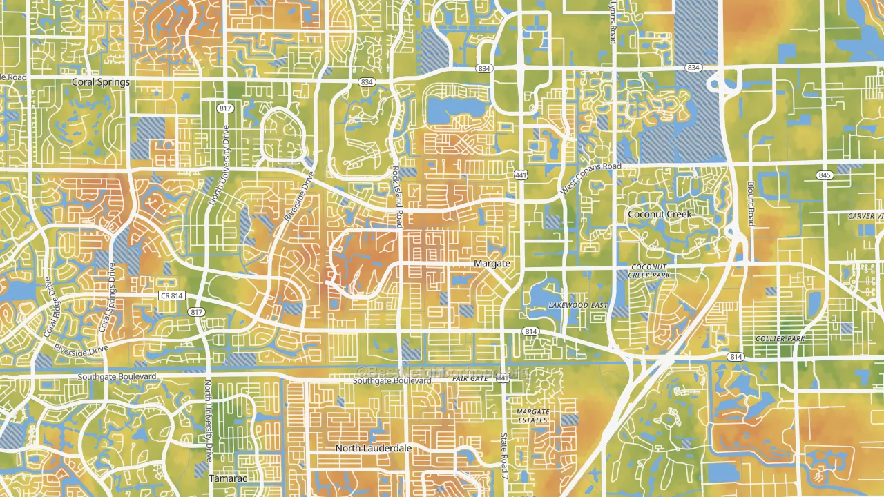 Bike Grade map of Margate, FL
