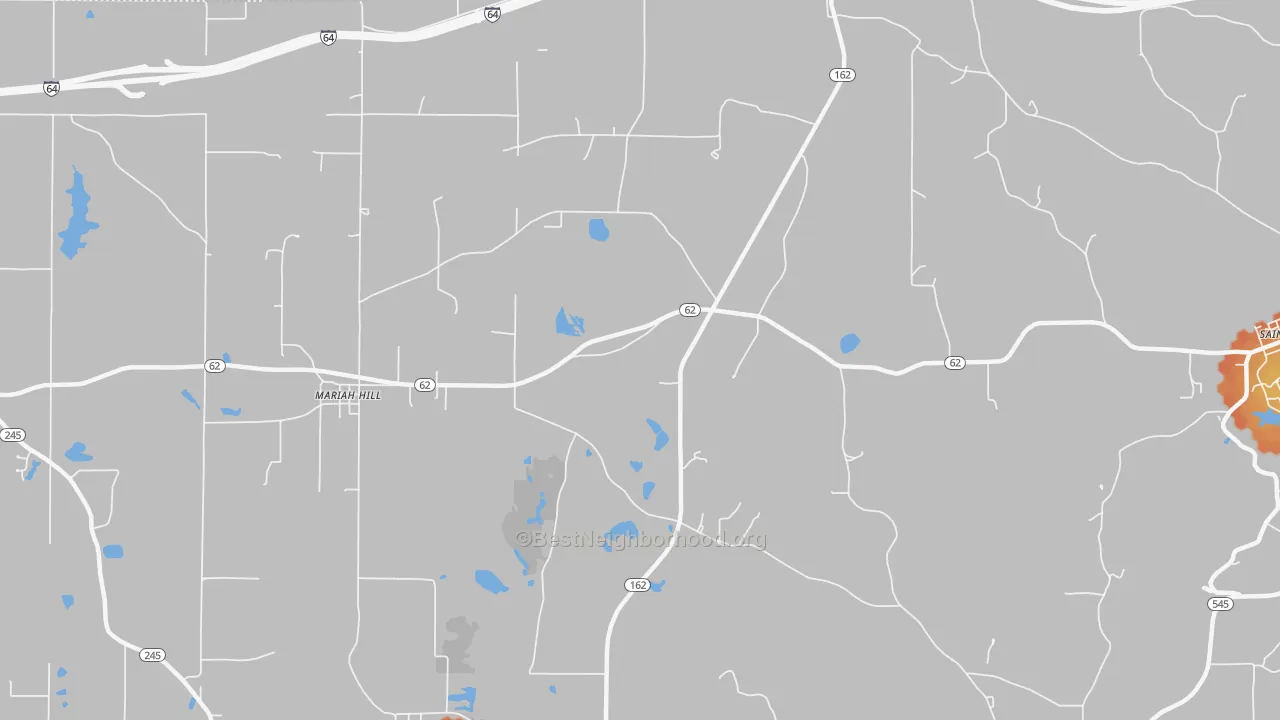 Bike Grade map of Mariah Hill, IN