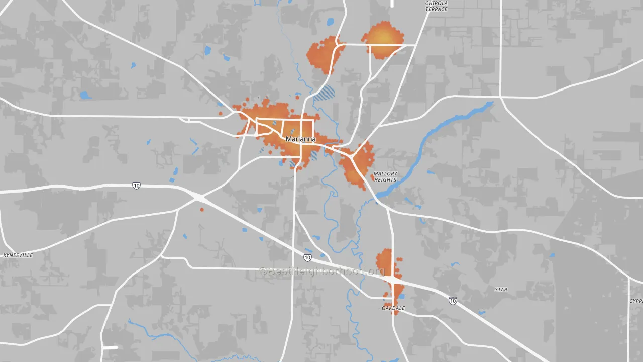 Bike Grade map of Marianna, FL