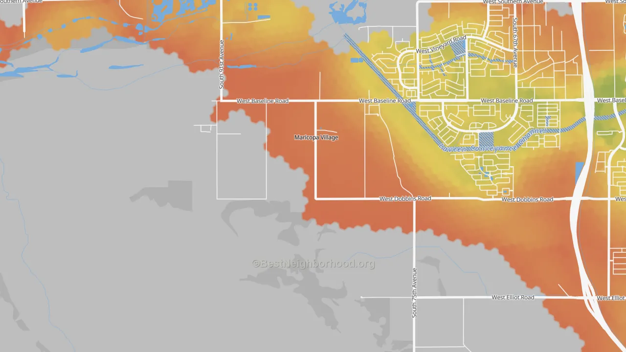 Bike Grade map of Maricopa Colony, AZ