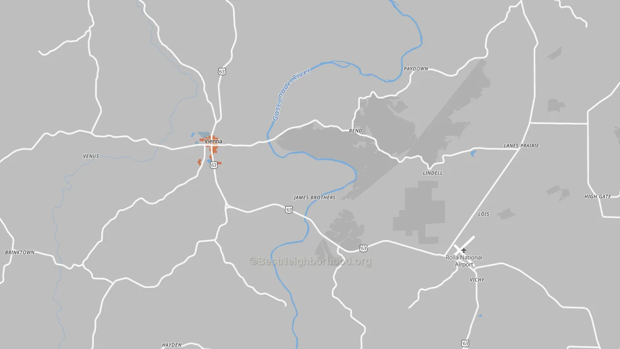 Bike Grade map of Maries County, MO