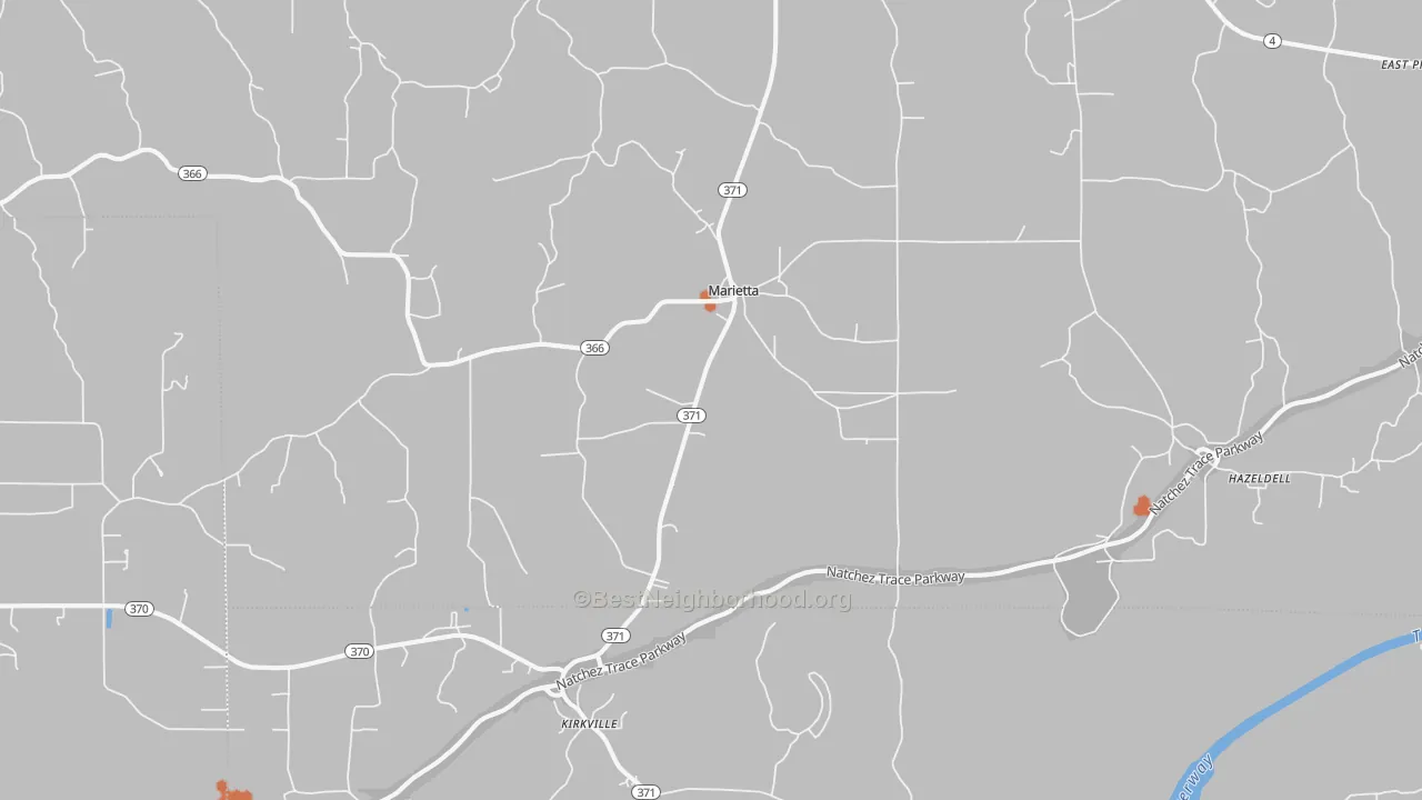 Bike Grade map of Marietta, MS