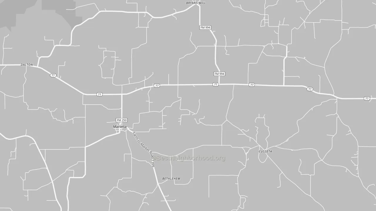 Bike Grade map of Marietta, TX