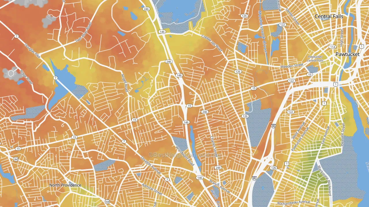 Bike Grade map of Marieville, Providence, RI