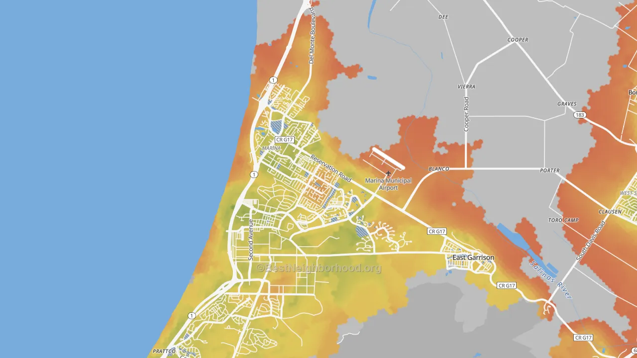Bike Grade map of Marina, CA