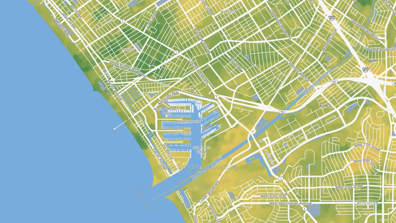 Bike Grade map of Marina Del Rey, CA