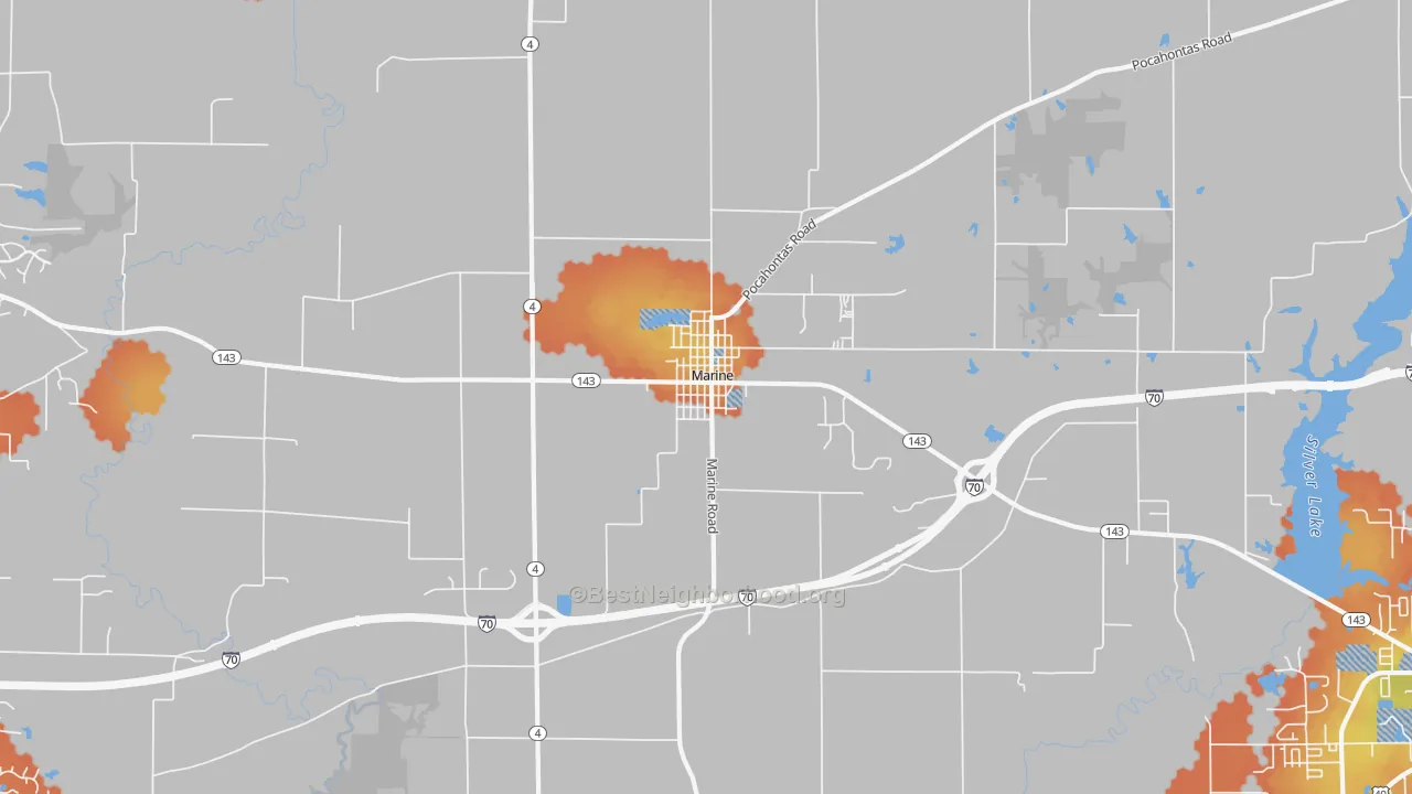 Bike Grade map of Marine, IL