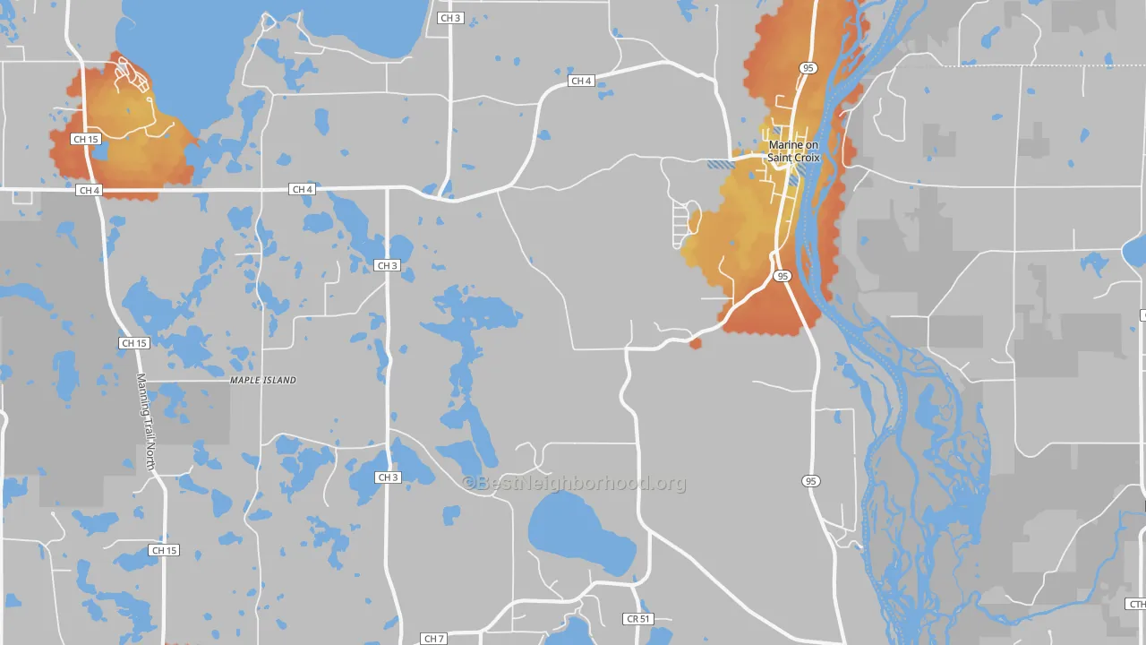 Bike Grade map of Marine On St. Croix, MN