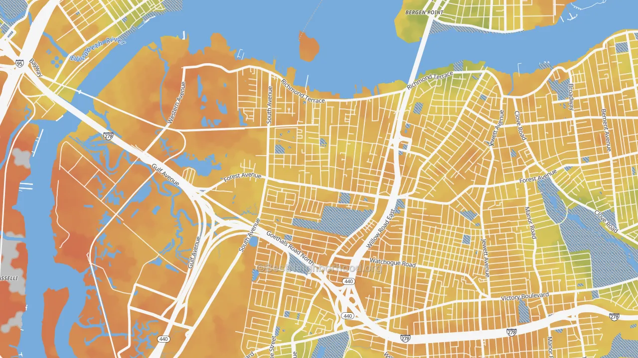 Bike Grade map of Mariners Harbor, Staten Island, NY