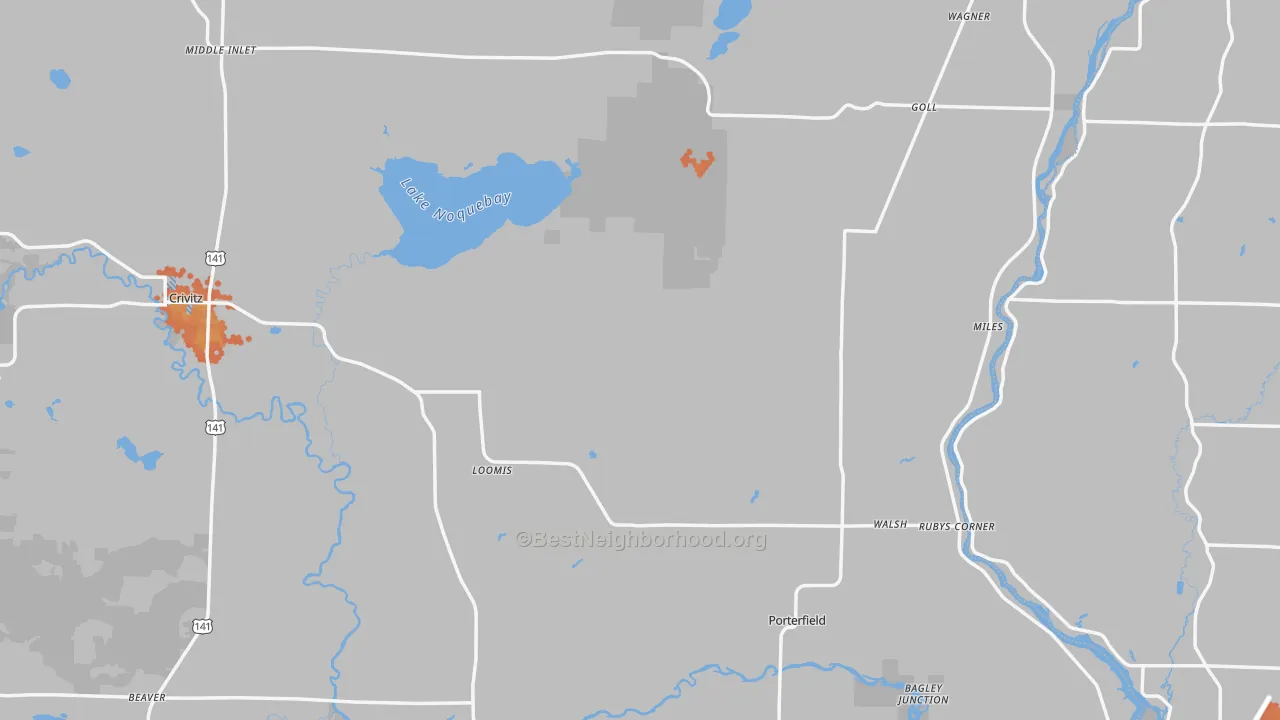 Bike Grade map of Marinette County, WI