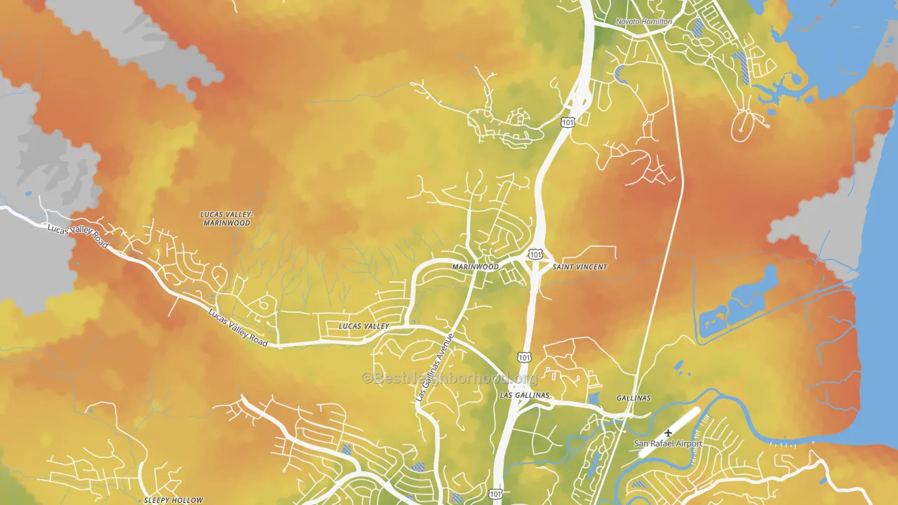 Bike Grade map of Marinwood, San Rafael, CA