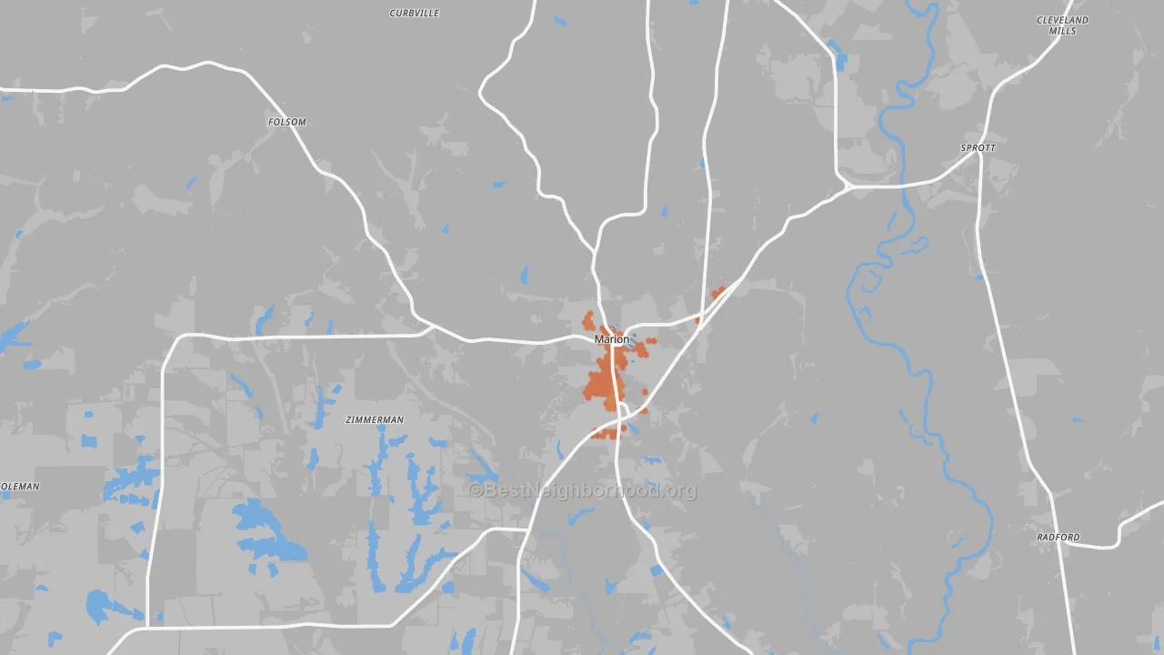 Bike Grade map of Marion, AL
