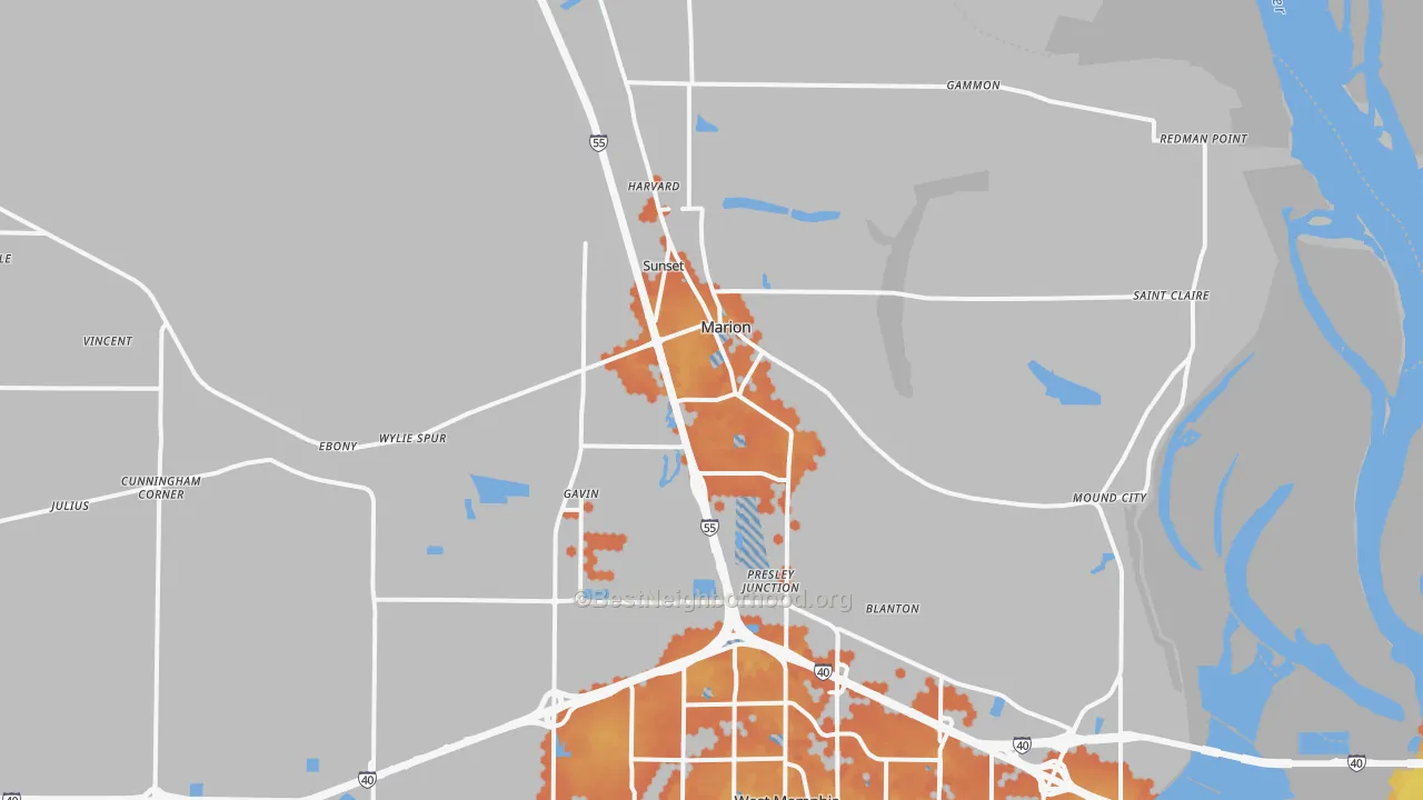 Bike Grade map of Marion, AR