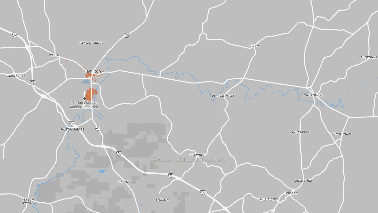 Bike Grade map of Marion County, AL