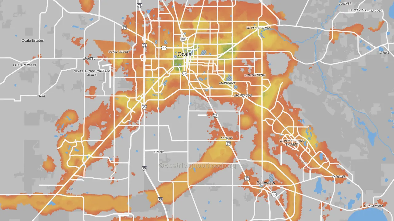 Bike Grade map of Marion County, FL