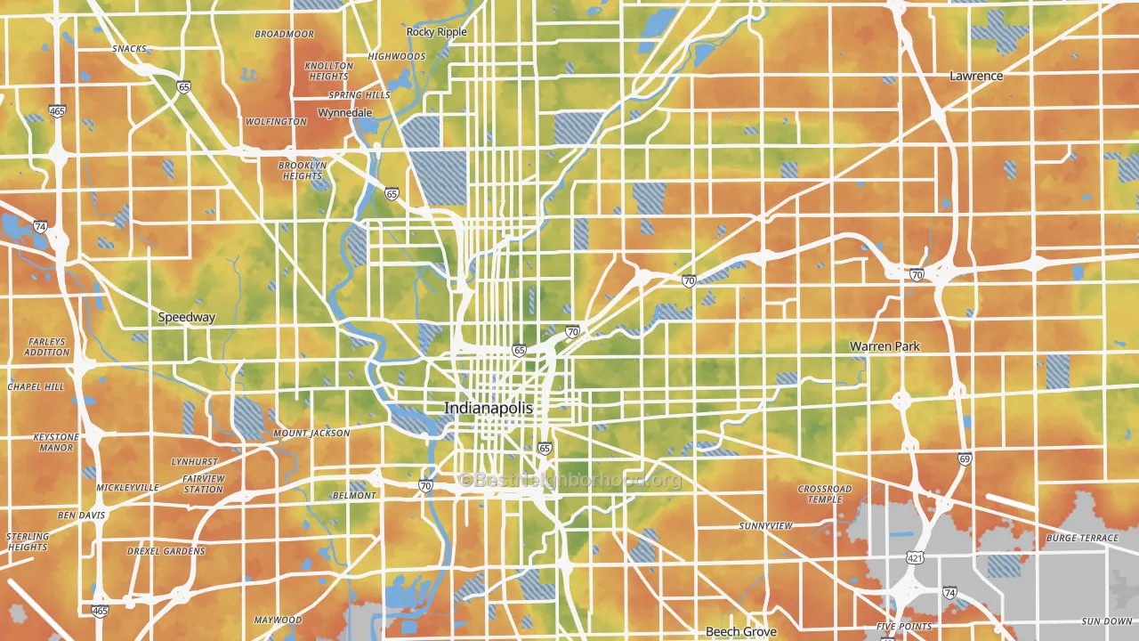 Bike Grade map of Marion County, IN