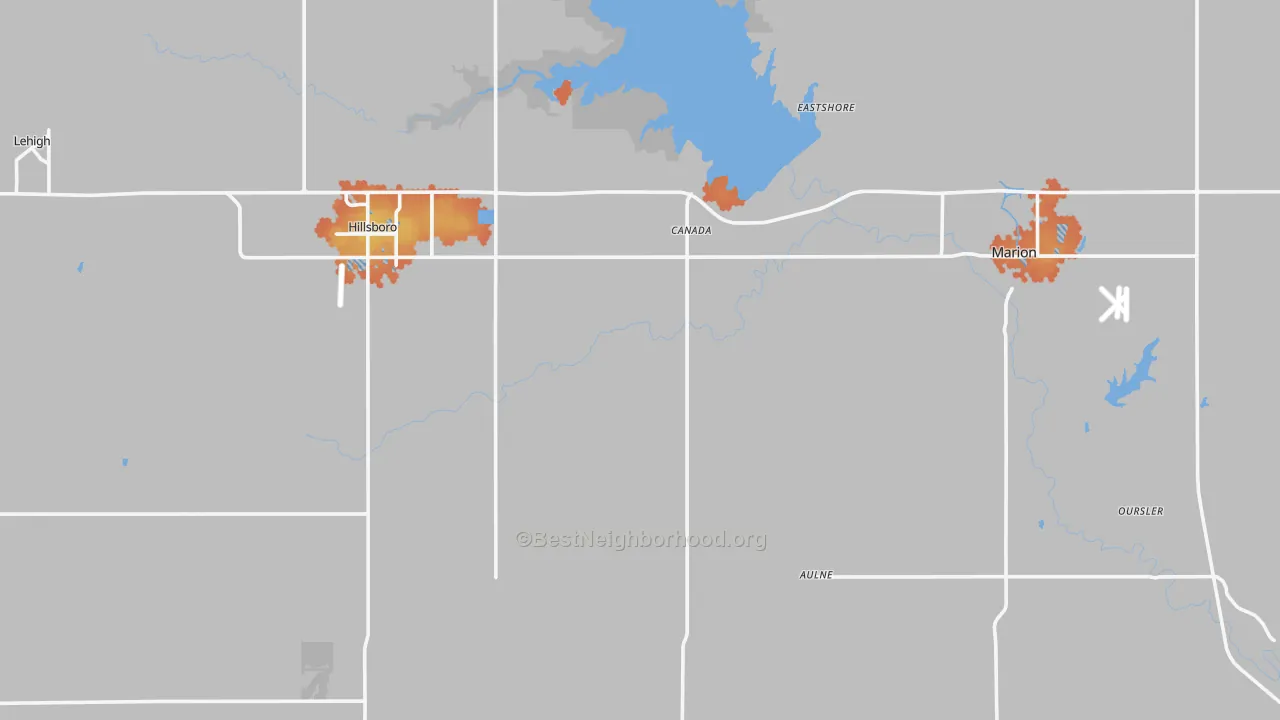 Bike Grade map of Marion County, KS