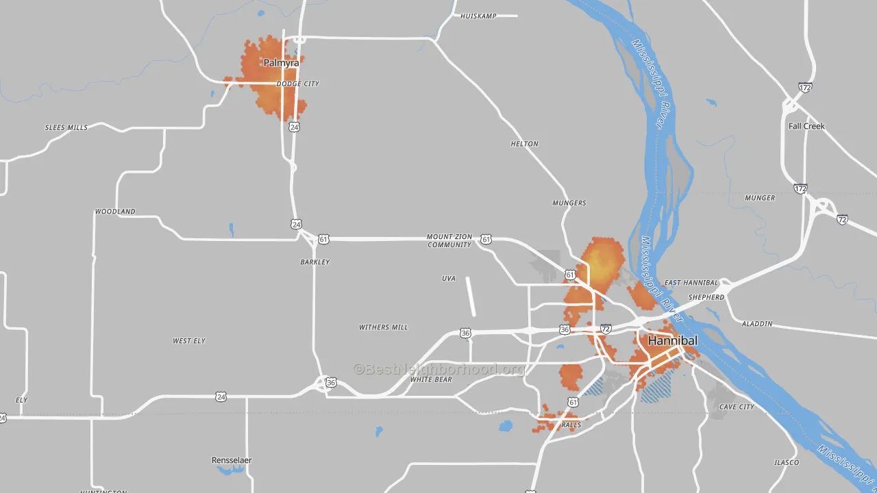 Bike Grade map of Marion County, MO