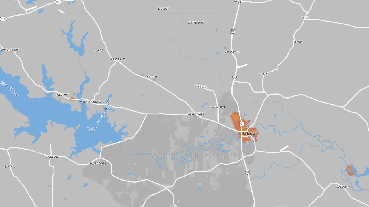 Bike Grade map of Marion County, TX