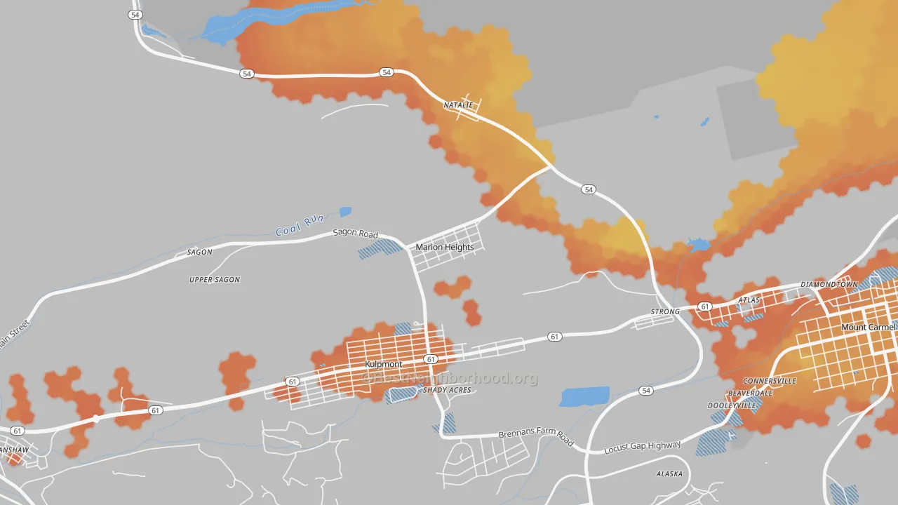 Bike Grade map of Marion Heights, PA