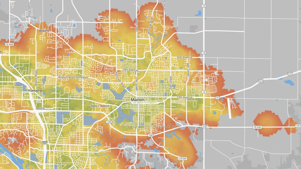 Bike Grade map of Marion, IA