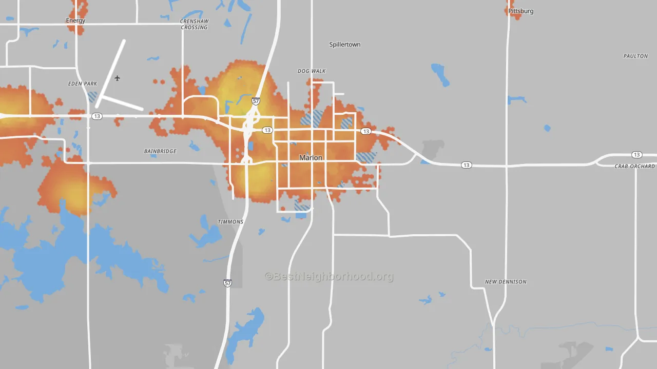 Bike Grade map of Marion, IL