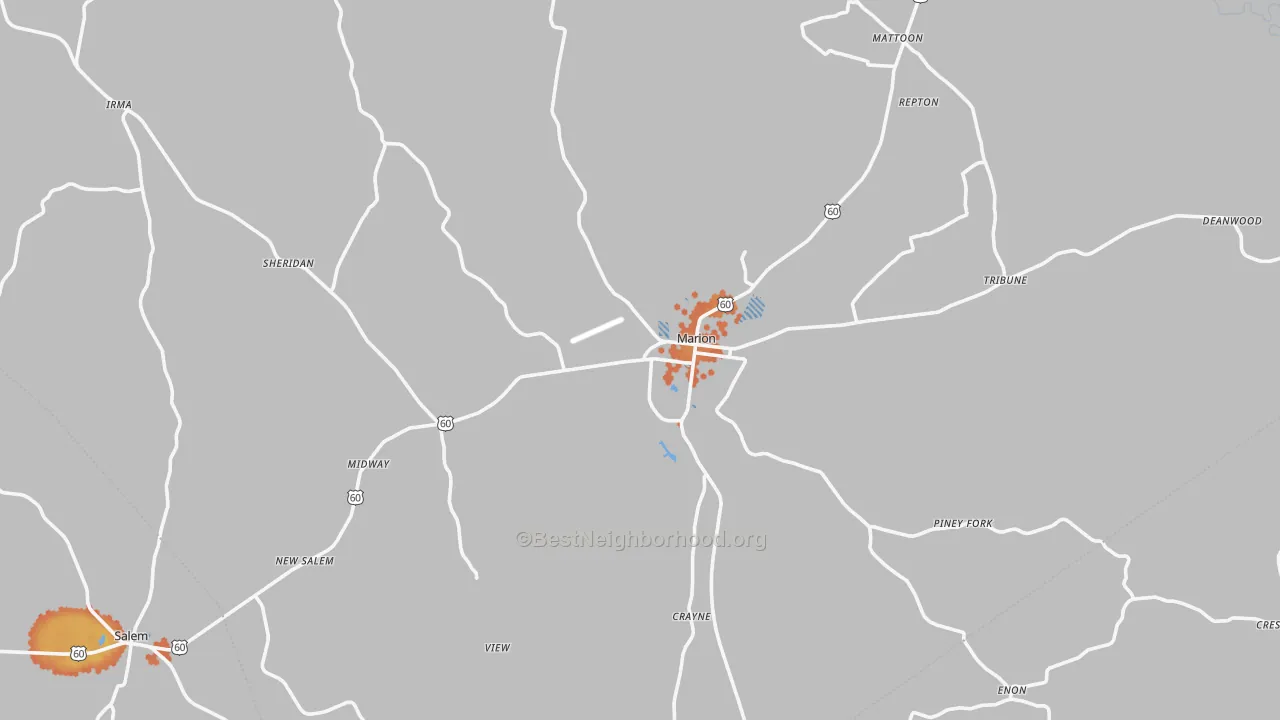 Bike Grade map of Marion, KY
