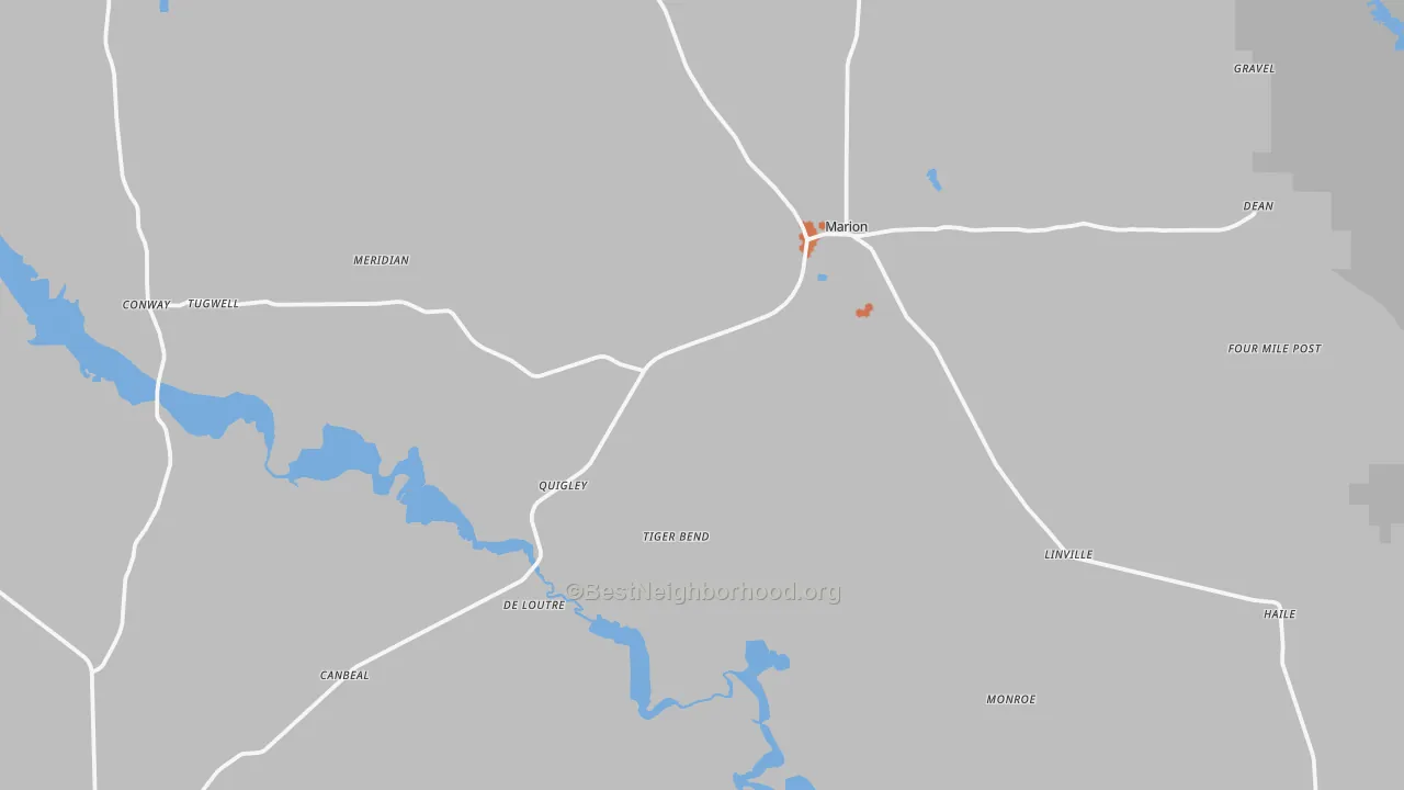 Bike Grade map of Marion, LA