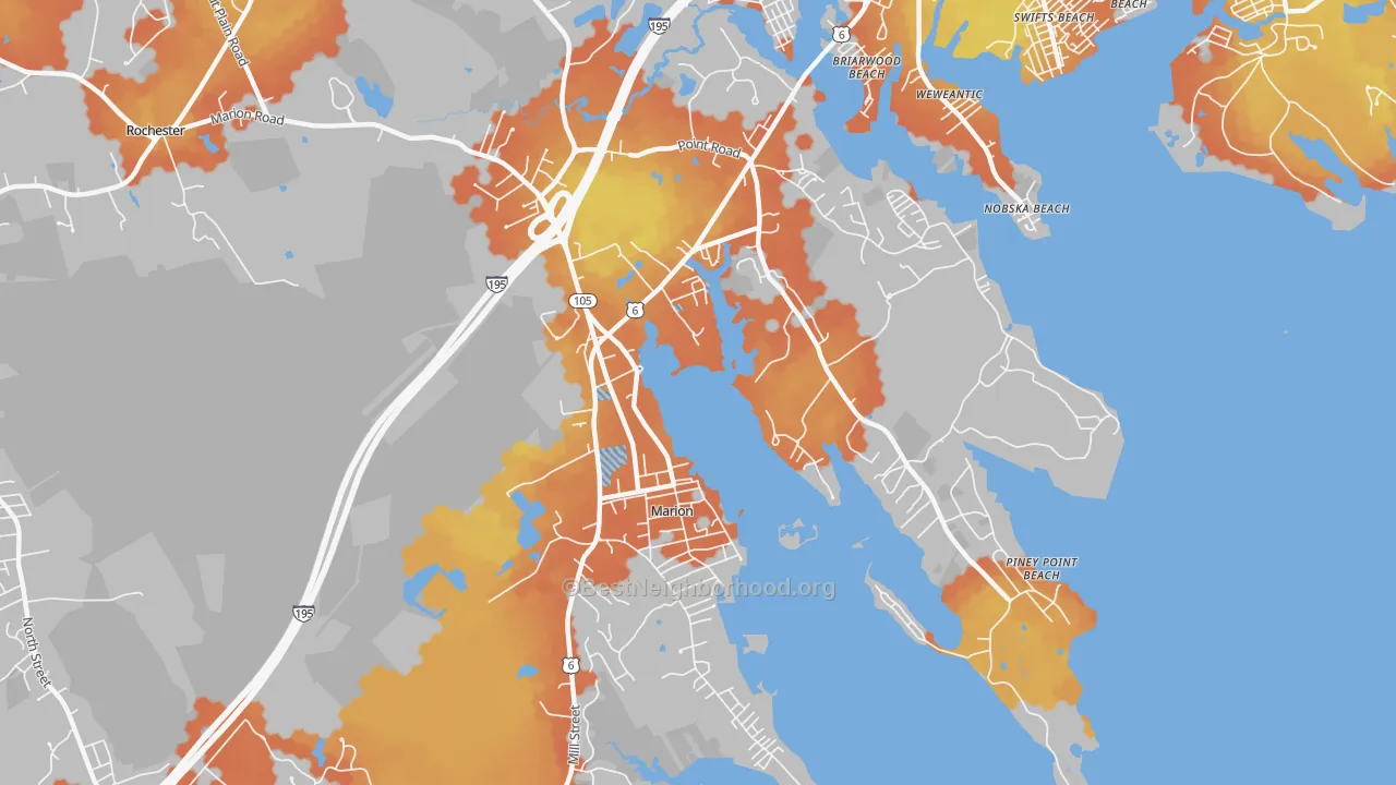 Bike Grade map of Marion, MA