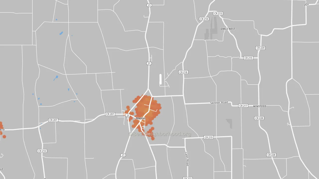Bike Grade map of Marion, NY